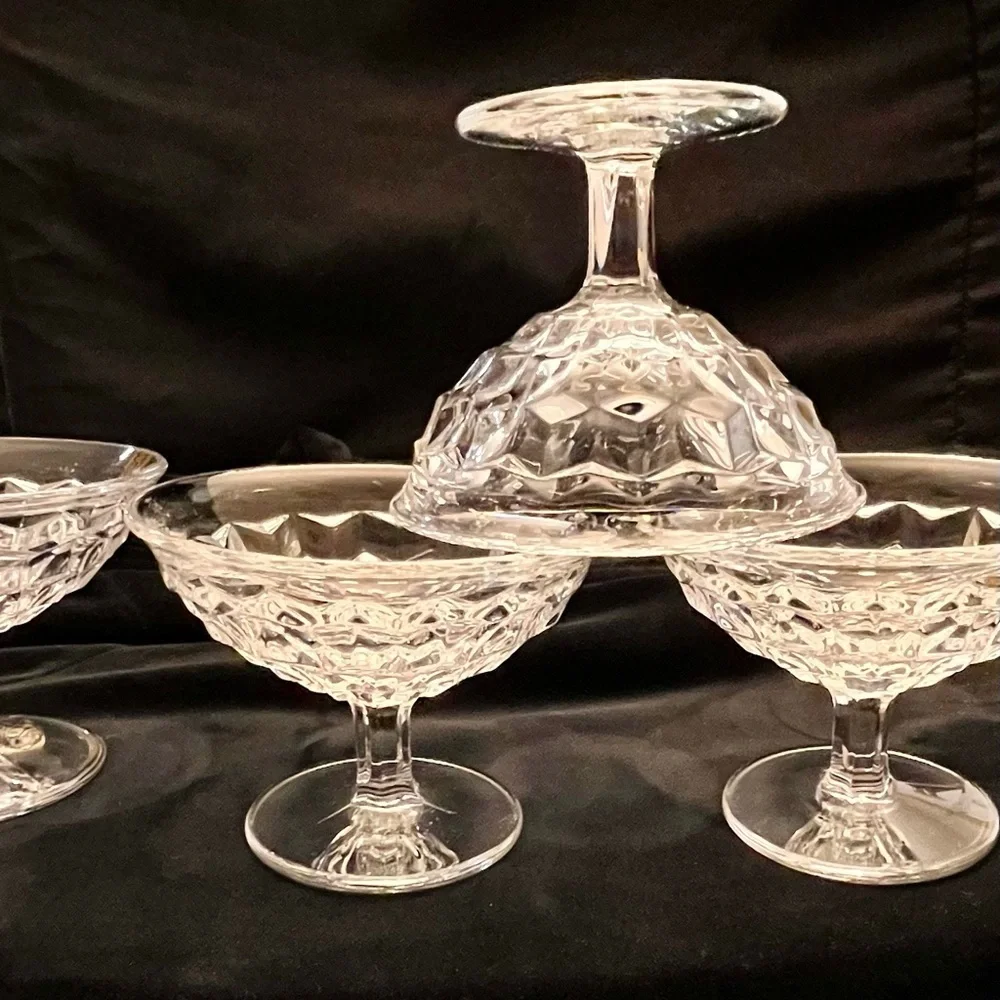 Vtg Fostoria American Clear Glass Shiny Champagne Sherbet Dessert Cups Set of 4
